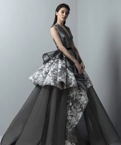 Saiid Kobeisy - 3376 Metallic Halter Asymmetric Ballgown