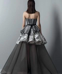 Saiid Kobeisy - 3376 Metallic Halter Asymmetric Ballgown