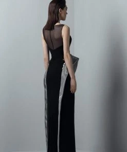 Saiid Kobeisy - 3379 Embellished Sheer Bateau Column Dress Formal Gowns 5 Saiid Kobeisy - 3379 Embellished Sheer Bateau Column Dress Formal Gowns