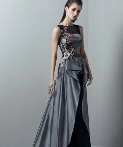 Formal Gowns Saiid Kobeisy - 3380 Sleeveless Metallic High Low Gown