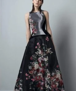 Saiid Kobeisy - 3381 Haltered Floral Embellished Gown Formal Gowns