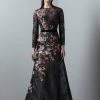 Saiid Kobeisy - 3383 Long Sleeved Floral Tulle Gown