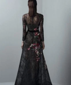 Saiid Kobeisy - 3383 Long Sleeved Floral Tulle Gown 5 Saiid Kobeisy - 3383 Long Sleeved Floral Tulle Gown