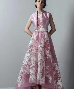 Saiid Kobeisy - 3385 Lace Appliqued Tulle High Low Gown Formal Gowns