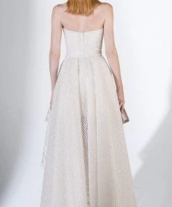 Formal Gowns Saiid Kobeisy - 3403 Strapless Lattice Tulle Brode High Low Gown 5 Formal Gowns Saiid Kobeisy - 3403 Strapless Lattice Tulle Brode High Low Gown