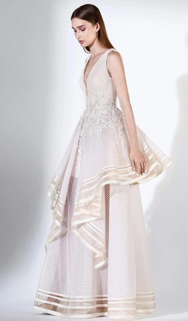 Formal Gowns Saiid Kobeisy - 3404 Plunging V-Neck Asymmetrical Hemmed A-Line Gown 3 Formal Gowns Saiid Kobeisy - 3404 Plunging V-Neck Asymmetrical Hemmed A-Line Gown