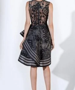 Saiid Kobeisy - 3416 Sleeveless V-Neck Draped Cocktail Dress