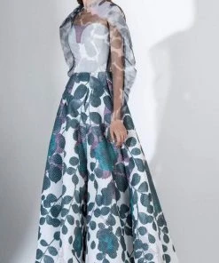Formal Gowns Saiid Kobeisy - 3419 Printed Illusion Neck Tulle Ballgown