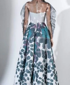 Formal Gowns Saiid Kobeisy - 3419 Printed Illusion Neck Tulle Ballgown