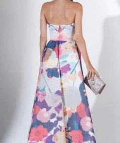 Formal Gowns Saiid Kobeisy - 3428 Multi-Colored Brocade A-line Dress With Slit