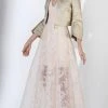 Formal Gowns Saiid Kobeisy - 3432 Lace A-line Dress With Brocade Bomber Jacket