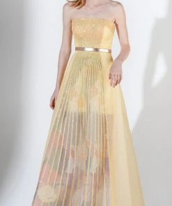 Saiid Kobeisy - 3442 Crystal Embellished Strapless A-line Dress