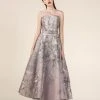 Saiid Kobeisy - RE3554 Floral Brocade Illusion Jewel Tea-Length Dress