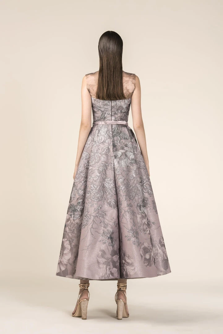 Saiid Kobeisy - RE3554 Floral Brocade Illusion Jewel Tea-Length Dress 4 Saiid Kobeisy - RE3554 Floral Brocade Illusion Jewel Tea-Length Dress