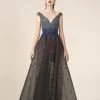 Saiid Kobeisy - RE3571 Embellished Plunging V-neck A-line Dress Formal Gowns