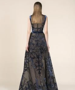 Formal Gowns Saiid Kobeisy - RE3573 Embroidered Illusion Plunging A-Line Gown 5 Formal Gowns Saiid Kobeisy - RE3573 Embroidered Illusion Plunging A-Line Gown