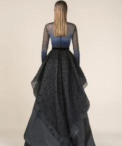 Formal Gowns Saiid Kobeisy - RE3581 Embroidered Long Sleeve A-line Dress