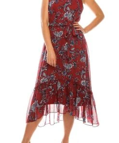 Sandra Darren - 73103 Sleeveless Floral Print Tea-Length Dress Prom Dresses