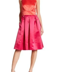 Sangria - SBLV1114 Sleeveless Color Block Satin Dress