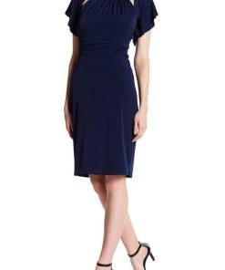 Sangria - SWIF987 Embellished Flutter Sleeve Dress Cocktail Dresses