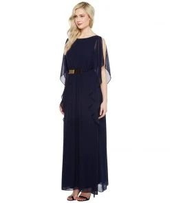 Formal Gowns Sangria - SWKO844 Split Kimono Chiffon Gown