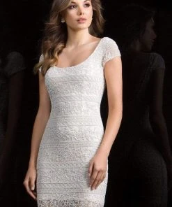 Cocktail Dresses Scala - 48825 Cap Sleeve Beaded Short Dress