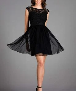 Scala - 48882 Beaded Bateau Tulle A-line Dress 10 Scala - 48882 Beaded Bateau Tulle A-line Dress