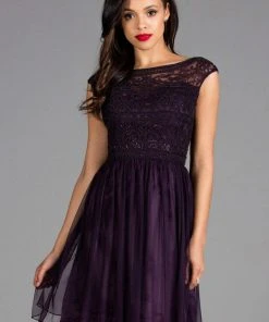 Scala - 48882 Beaded Bateau Tulle A-line Dress