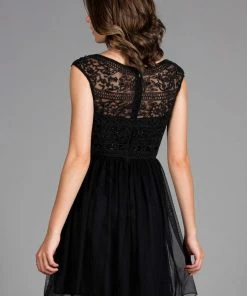 Scala - 48882 Beaded Bateau Tulle A-line Dress 11 Scala - 48882 Beaded Bateau Tulle A-line Dress