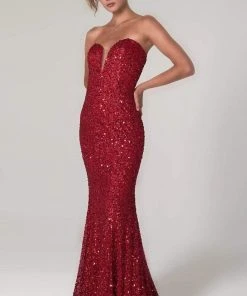 SCALA - Strapless Sweetheart Sheath Dress 60093 - 2 Pc Red In Size 00 Available Formal Gowns
