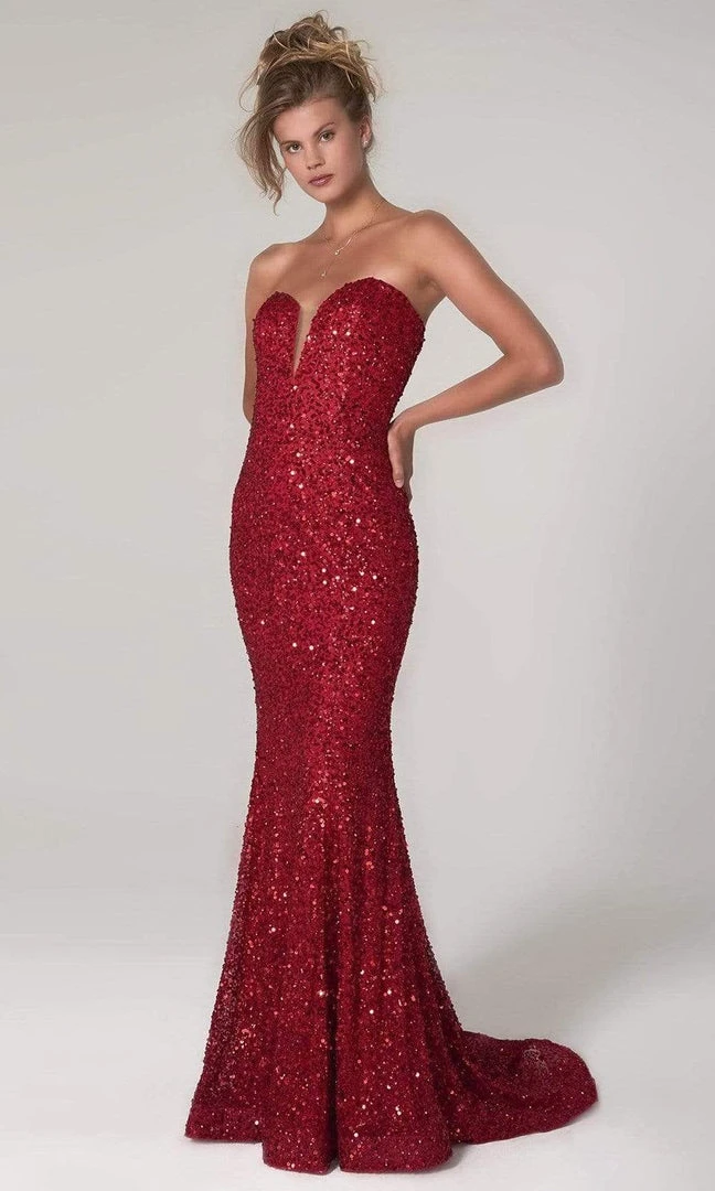 SCALA - Strapless Sweetheart Sheath Dress 60093 - 2 Pc Red In Size 00 Available Formal Gowns 3 SCALA - Strapless Sweetheart Sheath Dress 60093 - 2 Pc Red In Size 00 Available Formal Gowns