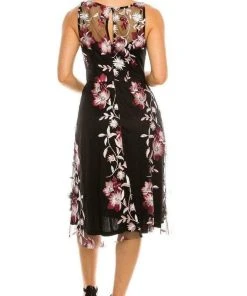 SD Collection - 13640 Illusion Neck Floral Embroidered A-Line Dress Cocktail Dresses