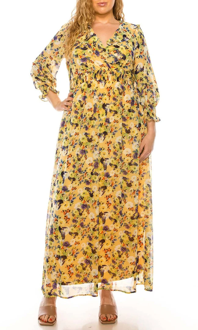 Plus Size Dresses Shelby & Palmer - M563 V-Neck Floral Printed Dress 3 Plus Size Dresses Shelby & Palmer - M563 V-Neck Floral Printed Dress