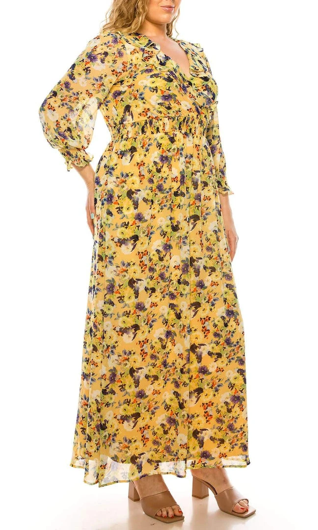 Plus Size Dresses Shelby & Palmer - M563 V-Neck Floral Printed Dress 5 Plus Size Dresses Shelby & Palmer - M563 V-Neck Floral Printed Dress
