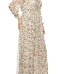 Plus Size Dresses Shelby & Palmer - M564 Floral Printed V-Neck A-Line Dress