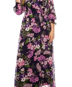 Shelby & Palmer - M567 Ruffled V-Neck A-Line Dress Plus Size Dresses