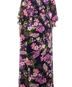 Shelby & Palmer - M567 Ruffled V-Neck A-Line Dress Plus Size Dresses