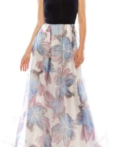 Plus Size Dresses SLNY - 9141196 Keyhole Halter Floral A-Line Dress