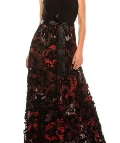 SLNY - 9195134 Sleeveless Printed Skirt Long Dress