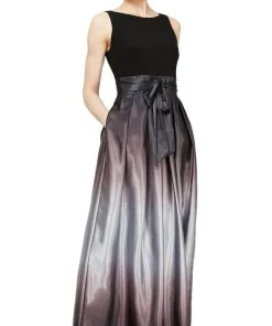 SLNY - Ombre Bateau Formal Dress 119435M - 1 Pc Black/Silver In Size 18 Available Formal Gowns