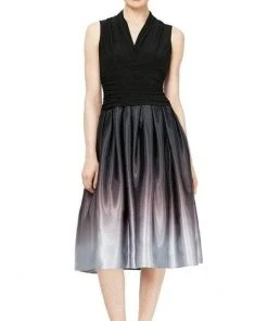SLNY - Sleeveless Ombre A-Line Cocktail Dress 9151108 - 1 Pc Blk Sil In Size 16 Available Cocktail Dresses