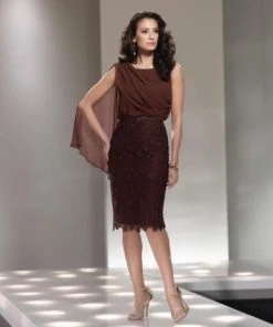 Social Occasions By Mon Cheri - 214841 Short Dress In Cocoa Cocktail Dresses
