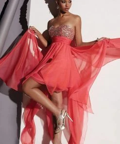 Formal Gowns Studio 17 - 12428 Strapless Jewel Ornate High Low Dress