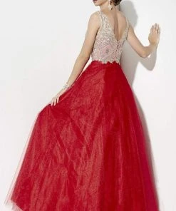 Studio 17 - 12575 Bedazzled Illusion Bateau Tulle Dress Formal Gowns