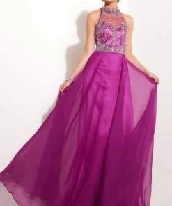 Studio 17 - 12607 Crystal Crusted High Illusion Chiffon A-Line Gown