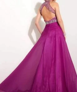 Studio 17 - 12607 Crystal Crusted High Illusion Chiffon A-Line Gown