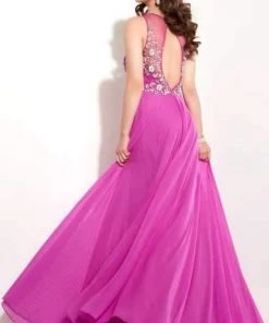 Studio 17 - 12621 Charming Beaded Bateau Neck Stretch Net A-Line Gown