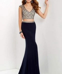 Formal Gowns Studio 17 - 12661 Two Piece Beaded V-neck Jersey Dress