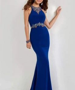Studio 17 - 12669 Multi-Colored Beaded Halter Jersey Sheath Dress Formal Gowns