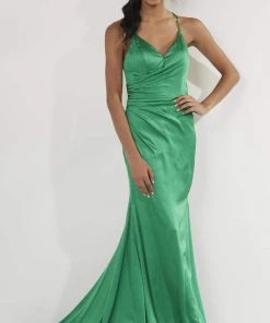 Studio 17 - 12749 V Neck Strappy Open Back Silk Charmeuse Mermaid Gown Formal Gowns